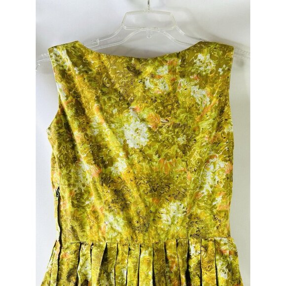 VTG 50s Handmade Floral Pleated House Hostess Dress Womens Small - Picture 2 of 6